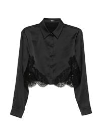 Versace lace-trim Satin Crop Shirt | Black | FARFETCH at Farfetch